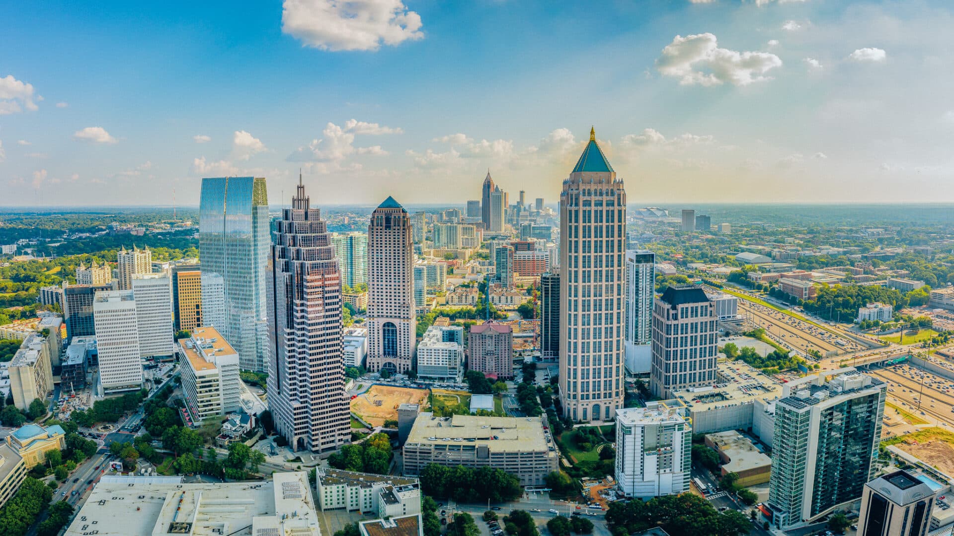 Aerial view of the downtown Atlanta skyline representing the Q2 2026 Atlanta multifamily market report