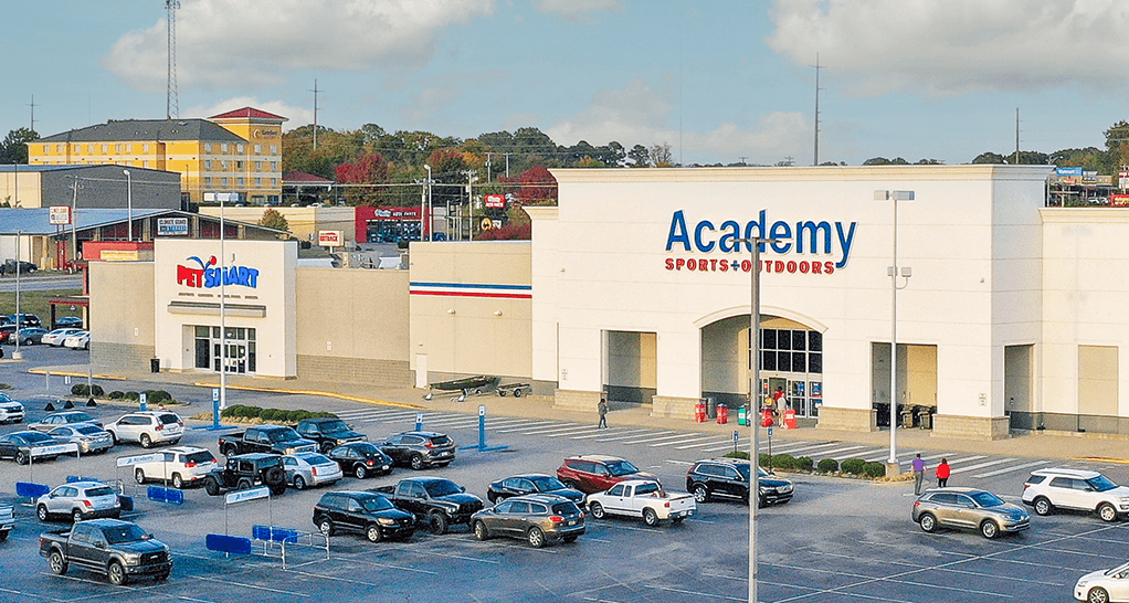 Florence Square retail center in Florence, Alabama anchored by Academy Sports and PetSmart