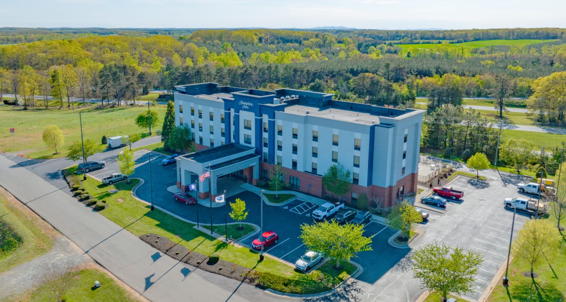 Hampton by Hilton Gretna at 200 McBride Lane in Gretna, Virginia aerial view