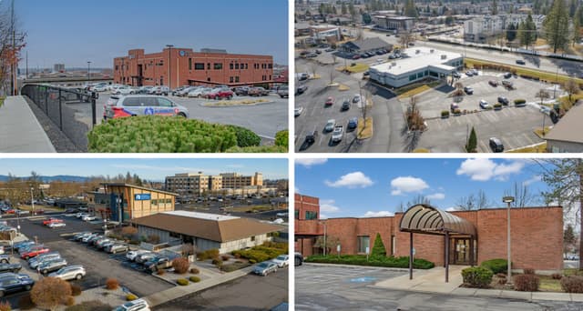 Exterior views of the four medical office buildings in the Spokane Eye Clinic Portfolio sale in Spokane, Washington