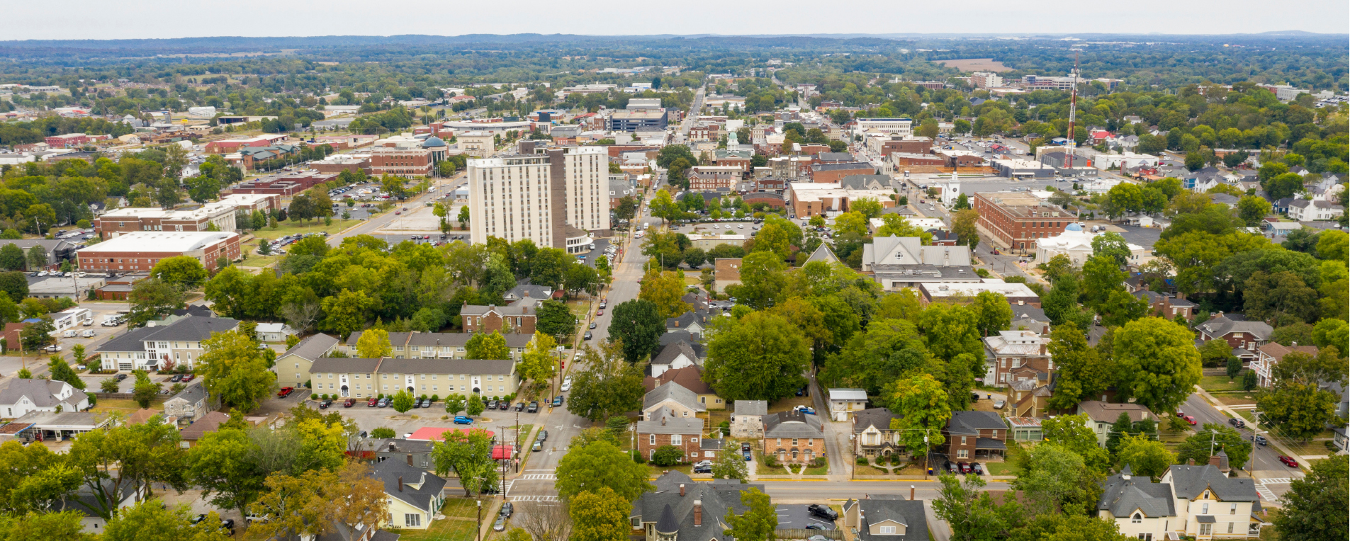aerial city view of bowling green. ky